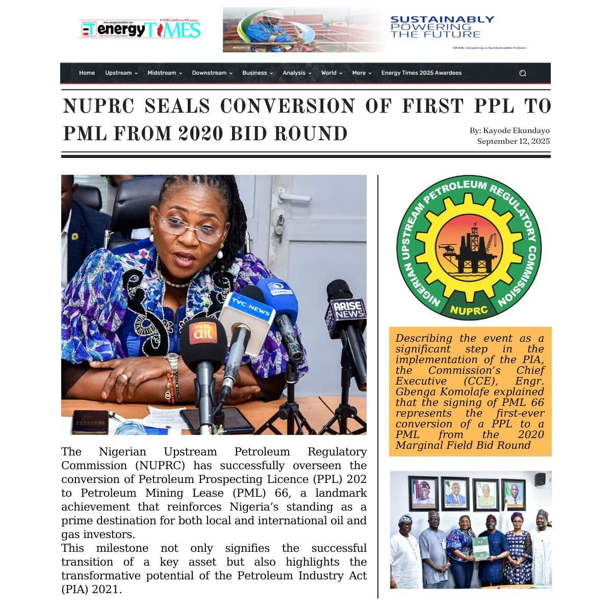 NUPRC seals conversion of first PPL to PML from 2020 bid round